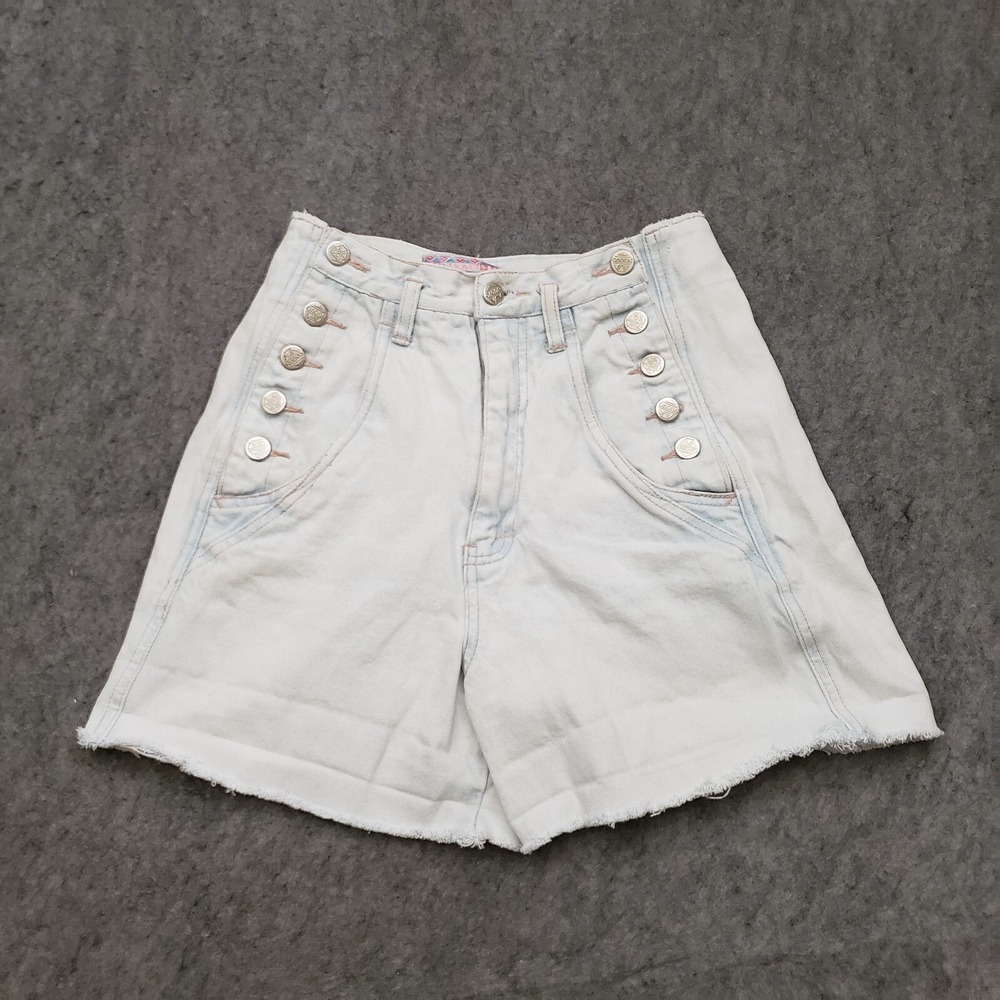 VINTAGE Nuovo Shorts Womens 3 Blue Denim High Rise Light Wash Buttons Ladies Y2K